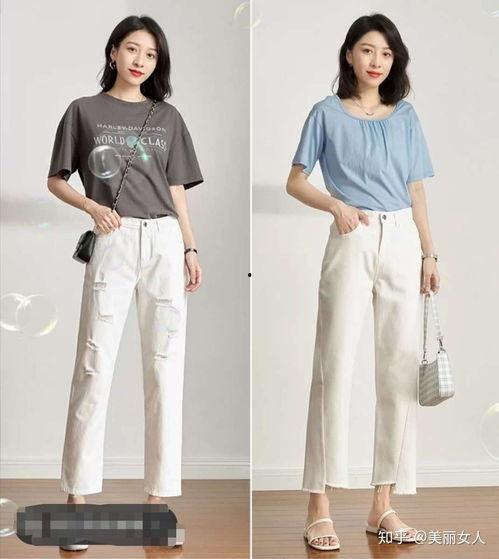 配白裤子的上衣图片女,白裤配上衣，展现青春活力风采